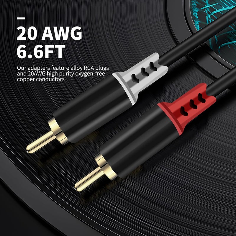 caojunzhen RCA to Speaker Wire Adapter, 2 Bare Wire Speaker Cables to RCA Plug Adapter for Audio Video AV Receiver TV Subwoofer - 20AWG, 16.4ft - Image 5